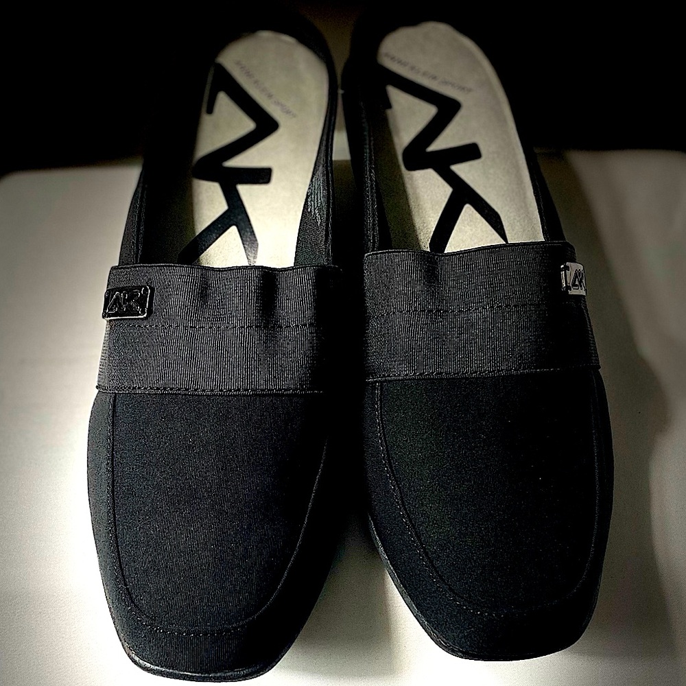Anne Klein Vilko Black Sport Slide On Mules (New)